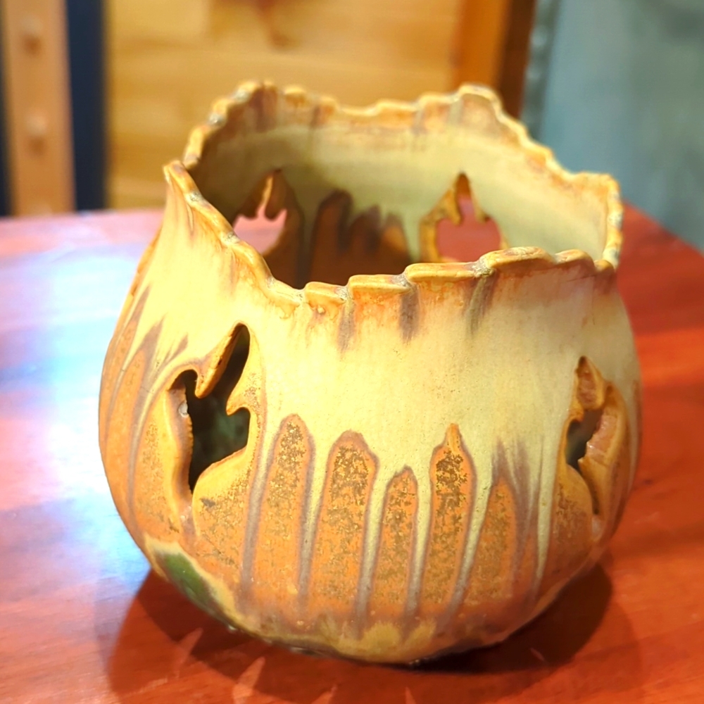 Signed Ojai California Art Pottery Candle Holder Southwest Style 5"